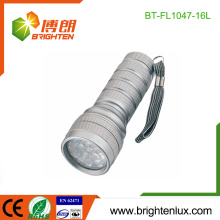 Factory Logo Printed EDC 3*AAA cell Powered Portable Emergency 16 LED Metal Flashlight Torch